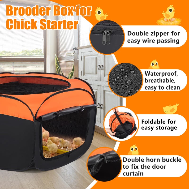 Phoncoo Chick Brooder Box, Upgrade Double Door Brooder Box for Chick Starter Kit, Pop-Up Baby Chicken Pen Supplies Brooding Up to 15 Baby Chicks, Duck and Quail - Image 4