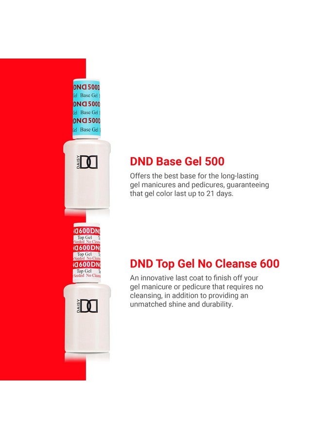 ديزي دي إن دي مجموعة طلاء الأظافر الجل الأساسي والعلوي من دي إن دي بدون تنظيف، طلاء أظافر جل أساسي بالأشعة فوق البنفسجية/ليد 500 وطبقة علوية بدون تنظيف 600، طلاء أظافر جل احترافي ثنائي، 0.5 أونصة سائلة لكل منهما - Image 2