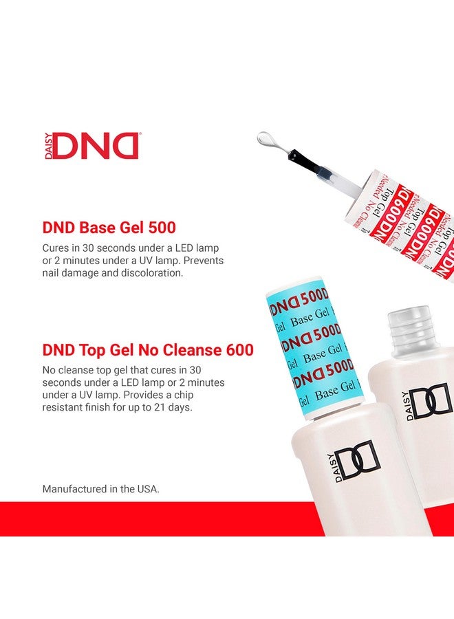 ديزي دي إن دي مجموعة طلاء الأظافر الجل الأساسي والعلوي من دي إن دي بدون تنظيف، طلاء أظافر جل أساسي بالأشعة فوق البنفسجية/ليد 500 وطبقة علوية بدون تنظيف 600، طلاء أظافر جل احترافي ثنائي، 0.5 أونصة سائلة لكل منهما - Image 3