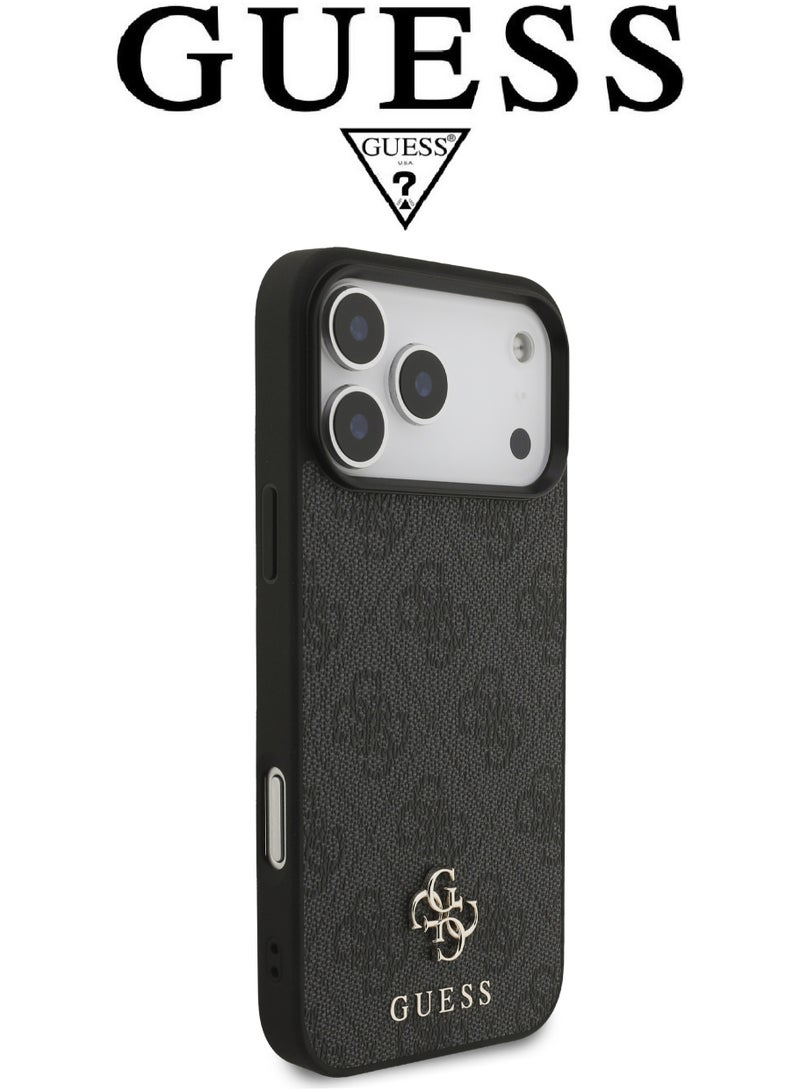 CG MOBILE Luxury embossed leather iPhone 17 Pro Max case. MagSafe wireless charging iPhone cover iphone 17 pro max. Shockproof, durable back protection iphone 17 pro max back cover. French-designed, elegant iphone 17 pro max cover, certified in partnership with GUESS and CG MOBILE. Black phone case. - Image 2