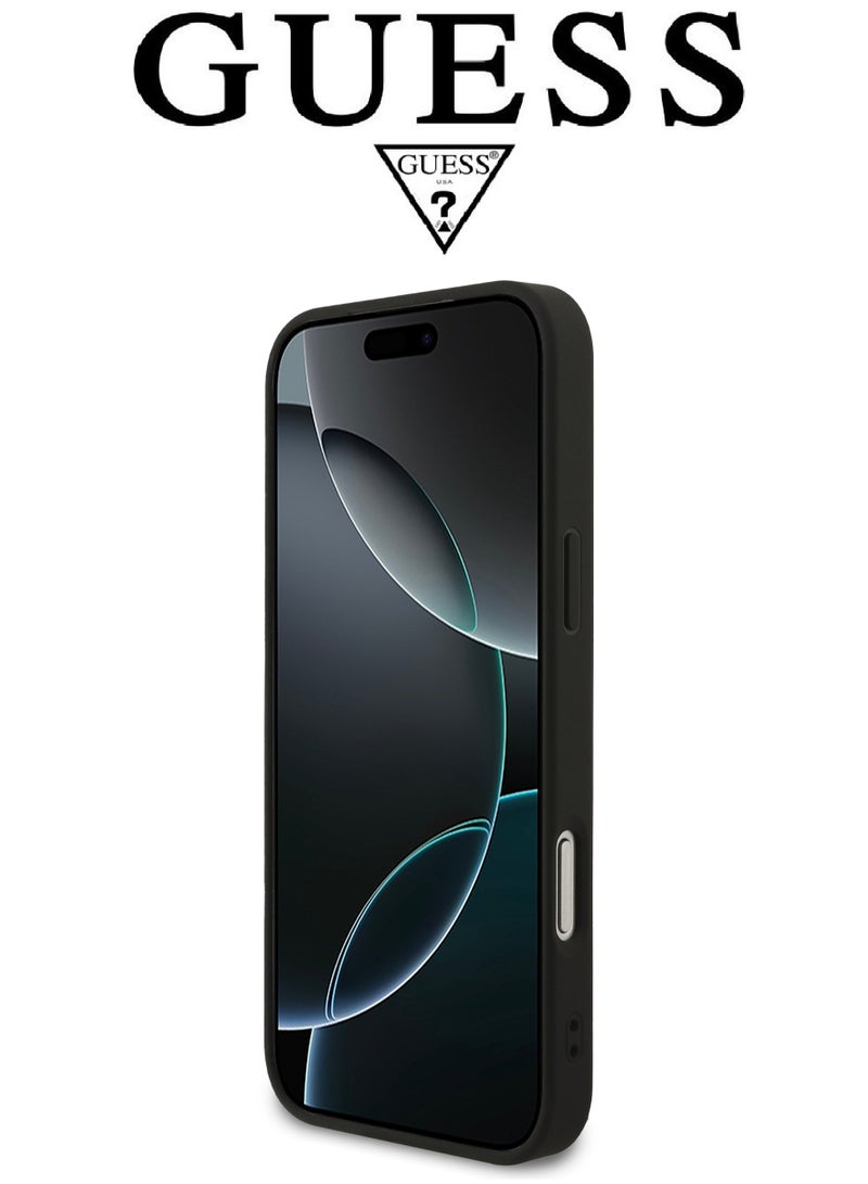 CG MOBILE Luxury embossed leather iPhone 17 Pro Max case. MagSafe wireless charging iPhone cover iphone 17 pro max. Shockproof, durable back protection iphone 17 pro max back cover. French-designed, elegant iphone 17 pro max cover, certified in partnership with GUESS and CG MOBILE. Black phone case. - Image 5