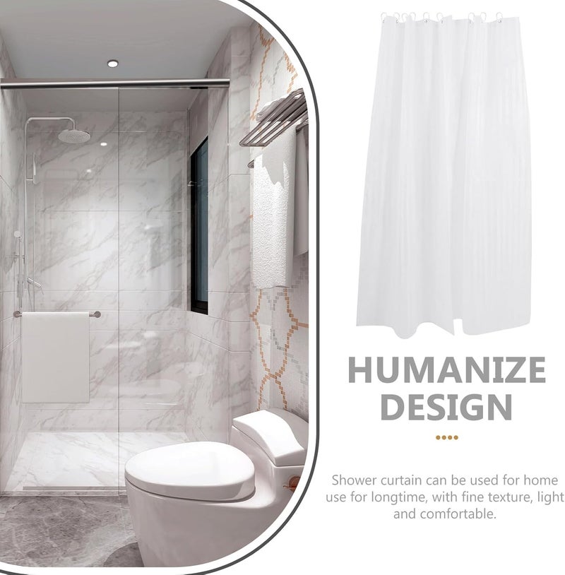SHOWERORO Waterproof Striped Shower Curtain 180x180cm White with Hooks, Extra Large Bathroom Divider for Home and Hotel Use - Image 3
