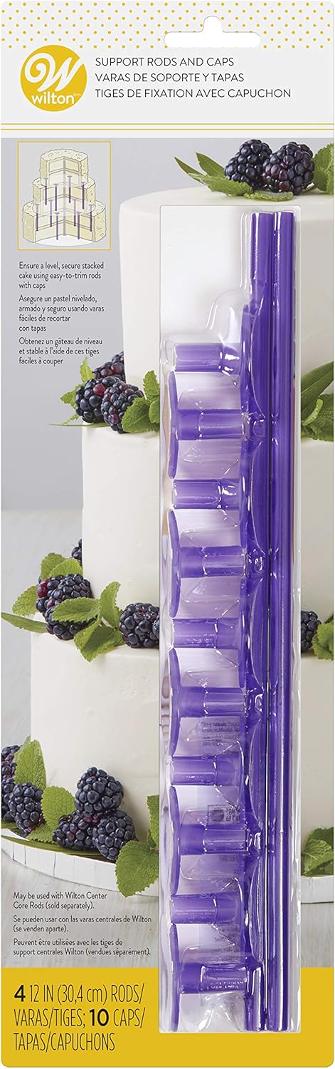 Wilton Cake Support Rods and Caps For Stacking 14Piece Layer Cake Stacking Kit Strong Durable Support Rods Cake Tier Stacking Kit Purple - Image 1