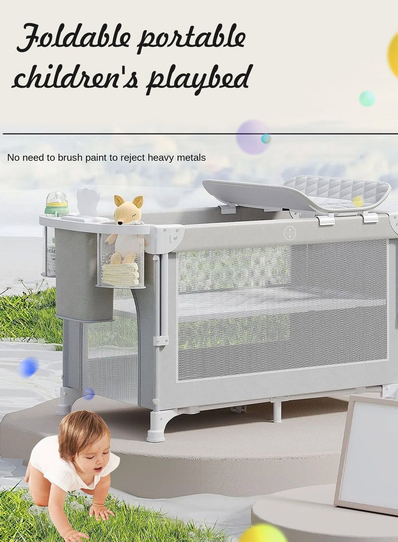 MaBaby Baby Beside Crib, Portable Double Decker Infant  Travel Cots With Diapering Table - Image 5