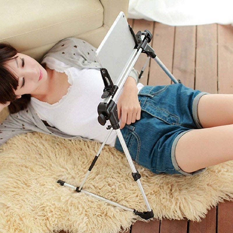 Hold Up Tablet Holder, 360 Adjustable Phone/Tablet Stand with Steel Arm, Lazy Mount Tablet Clamp for All 4"-10.5" Phones, Switch, for Gaming, Watching Video, Chatting - Image 2