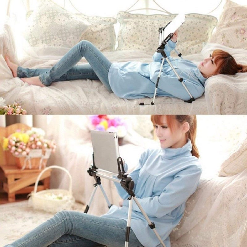 Hold Up Tablet Holder, 360 Adjustable Phone/Tablet Stand with Steel Arm, Lazy Mount Tablet Clamp for All 4"-10.5" Phones, Switch, for Gaming, Watching Video, Chatting - Image 3