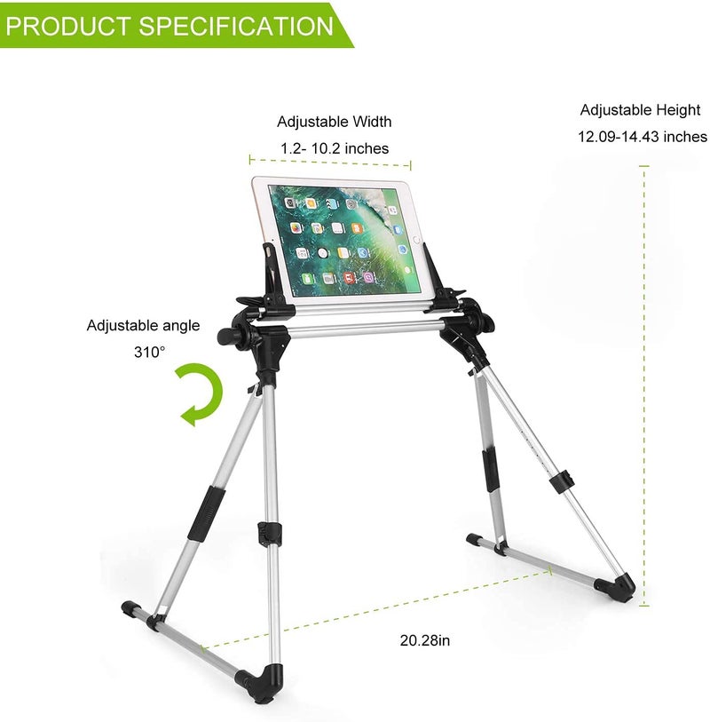 Hold Up Tablet Holder, 360 Adjustable Phone/Tablet Stand with Steel Arm, Lazy Mount Tablet Clamp for All 4"-10.5" Phones, Switch, for Gaming, Watching Video, Chatting - Image 4