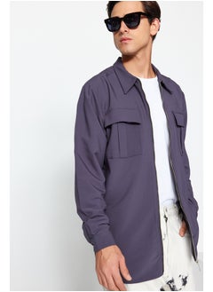 trendyol Anthracite Regular Fit Double Pocket Zippered Technical Fabric Parachute Loose Shirt TMNAW24GO00077  - Image 3
