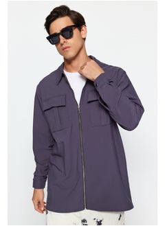 trendyol Anthracite Regular Fit Double Pocket Zippered Technical Fabric Parachute Loose Shirt TMNAW24GO00077  - Image 5