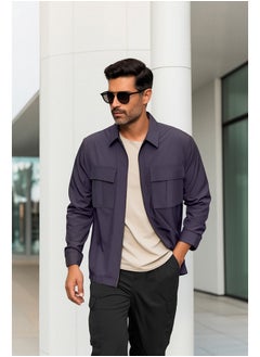 trendyol Anthracite Regular Fit Double Pocket Zippered Technical Fabric Parachute Loose Shirt TMNAW24GO00077  - Image 1