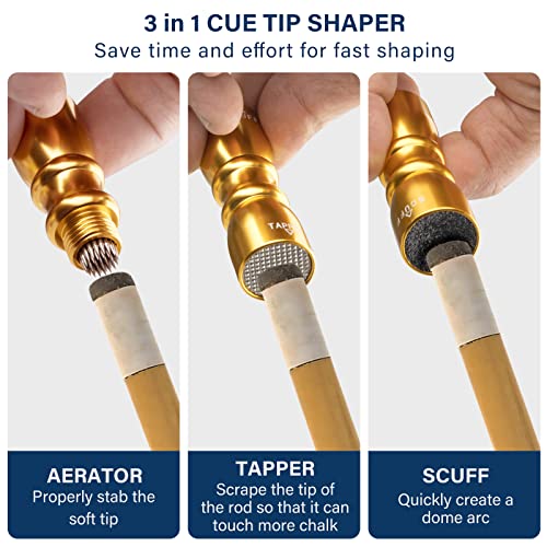 Adhafera Cue Tip Shaper, 3 in 1 of Pool Cue Tip Shaper, The Pool Cue Accessories for Effective and Rapid Repair Cue Tip - Image 3