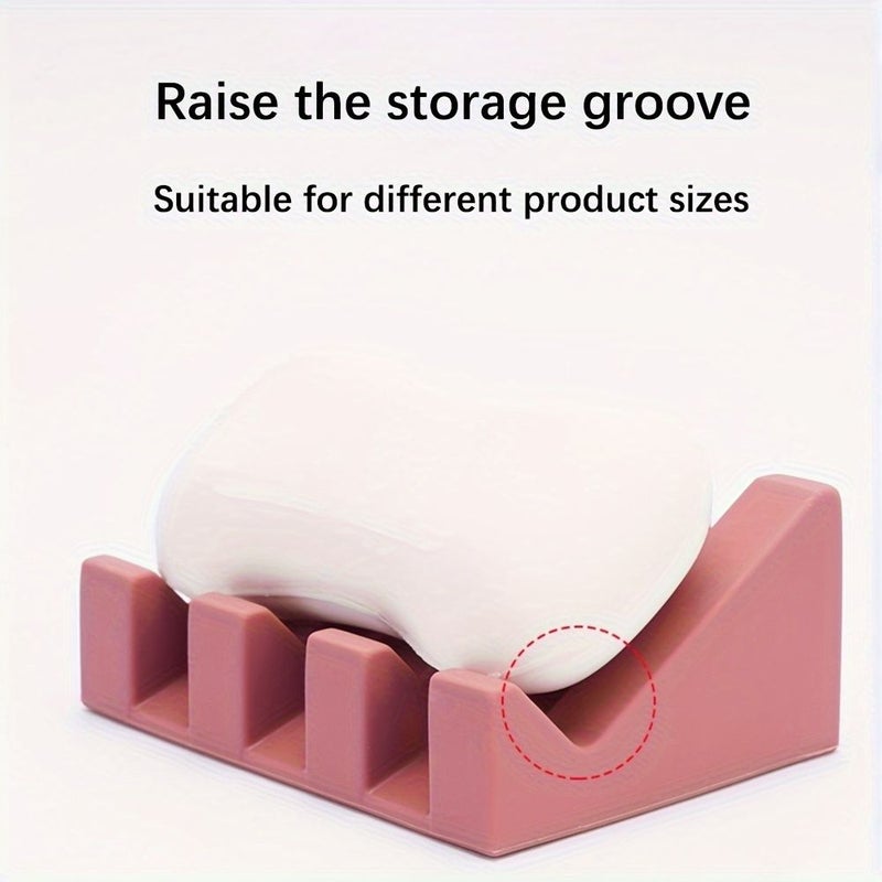 Black 2Pcs Soap Holder Silicone Soap Dish Draining Rack for Bathroom - Image 5