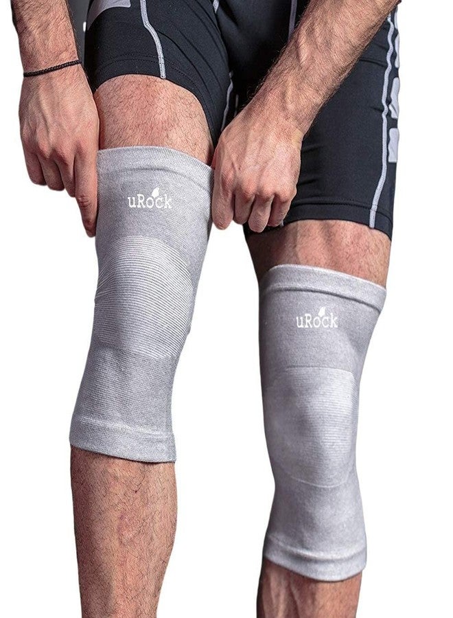 UROCK Knee Support For Men Knee Caps For Women Knee Cap For Men Knee Support For Women Knee Brace For Knee Pain Relief Products Pad Knee Guard Knee Caps Knee Support For Gym Squats (Grey) (M) - Image 1