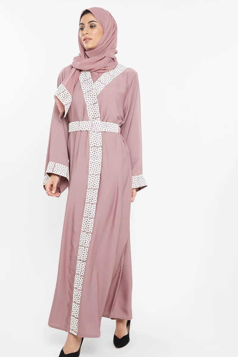 النخبة Casual abaya with belt-AJ82A