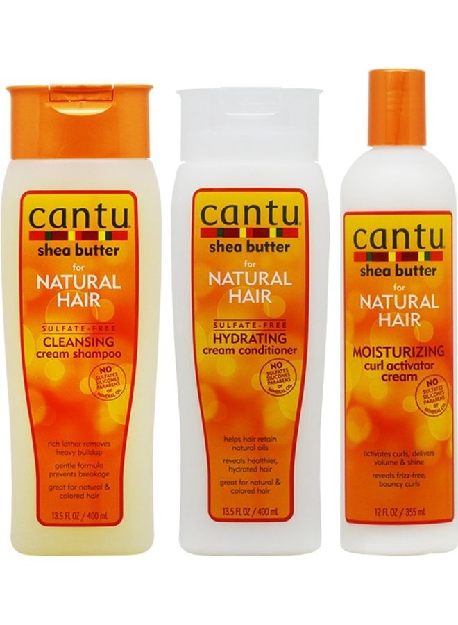 Cantu Pack Of 3 Shea Butter Shampoo , Hydrating Conditioner And Curl Activator Cream 1155ml - Image 1