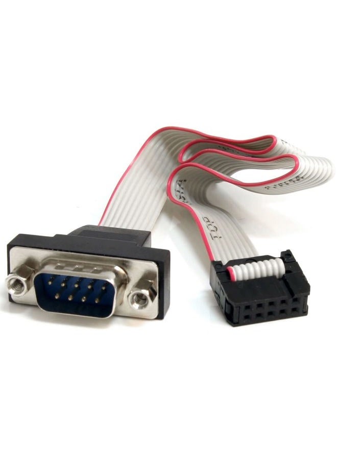 StarTech .com PNL9M16 9 Pin Serial Male to 10 Pin Motherboard Header Panel Mount Cable, Gray, 16 inch - Image 1