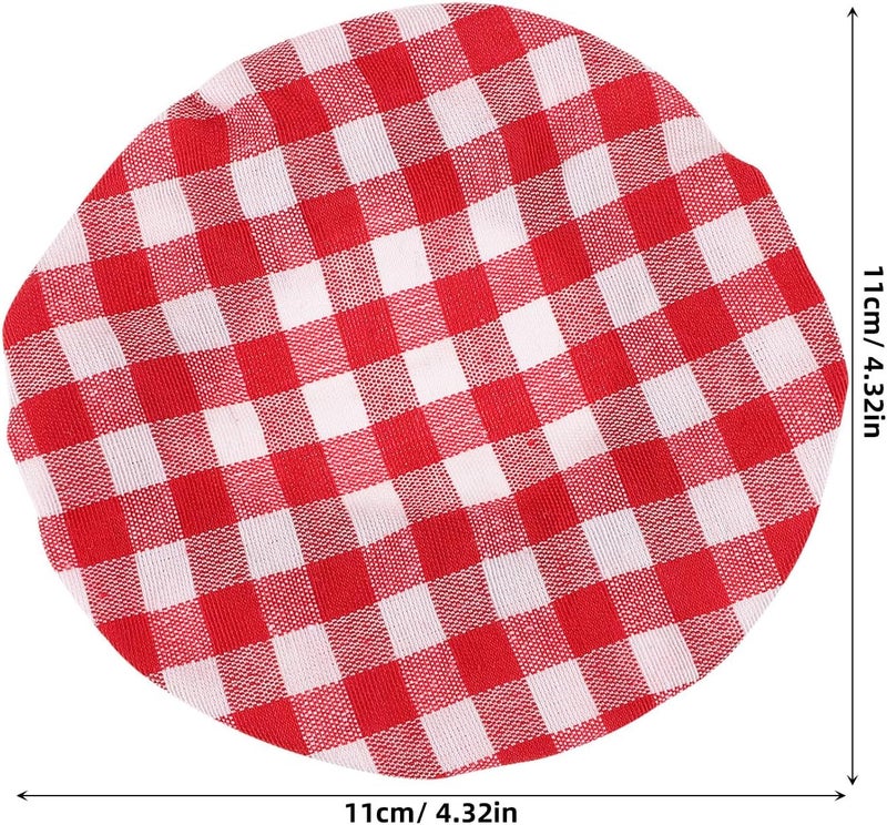 Reusable Sourdough Jar Covers 4pcs Red Checkered Fabric Lids Breathable Fermentation Cloth Food-grade Covers for Bread Baking and Starter Jars - Image 2
