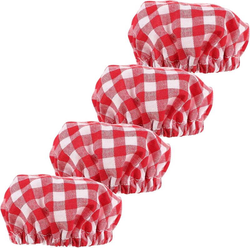 Reusable Sourdough Jar Covers 4pcs Red Checkered Fabric Lids Breathable Fermentation Cloth Food-grade Covers for Bread Baking and Starter Jars - Image 1