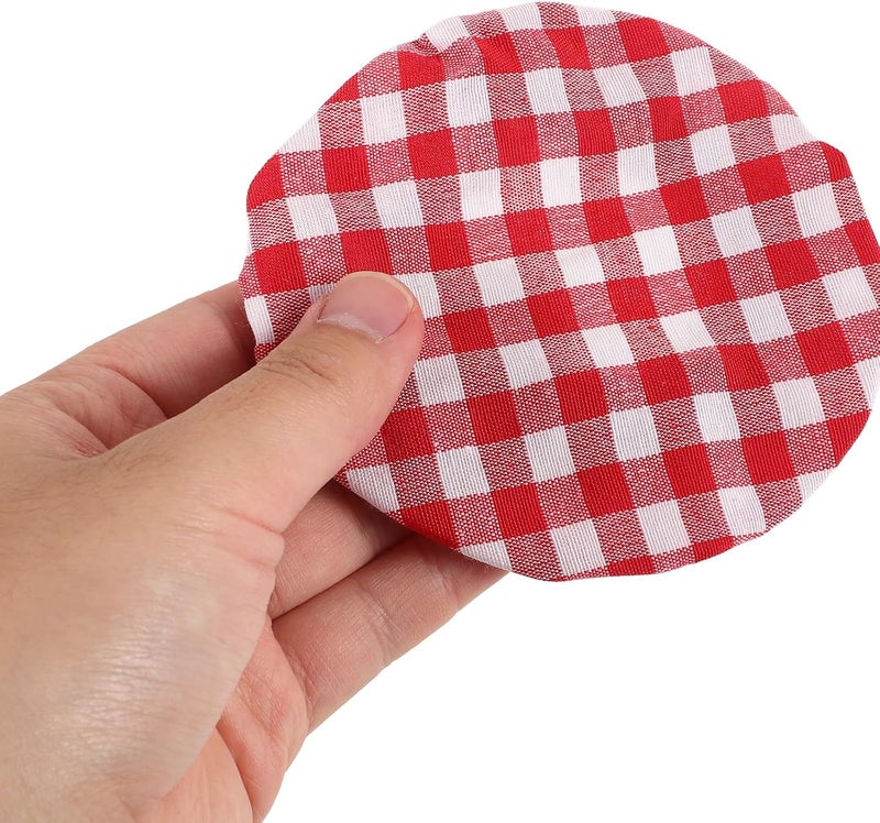 Reusable Sourdough Jar Covers 4pcs Red Checkered Fabric Lids Breathable Fermentation Cloth Food-grade Covers for Bread Baking and Starter Jars - Image 3