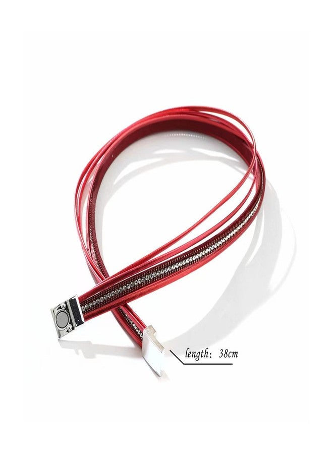 KunBead Women Red Leather Wrap Bracelets Braided Handmade Bohemian Multilayer Bracelet Wristband Cuff Birthday Jewelry - Image 3