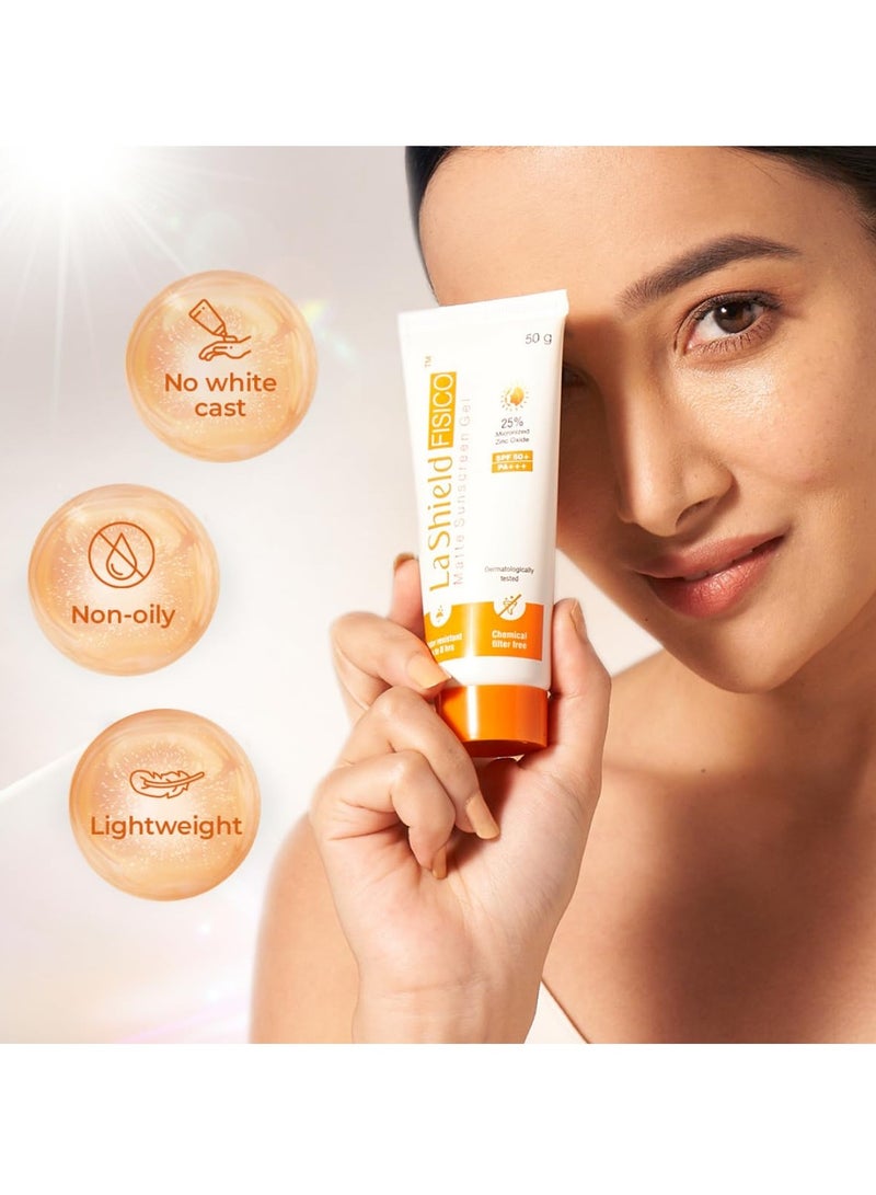 La Shield Fisico SPF 50+ & PA+++ Mineral Based Sunscreen Gel | Lightweight | Transparent | Water Resistant, 50 Grams