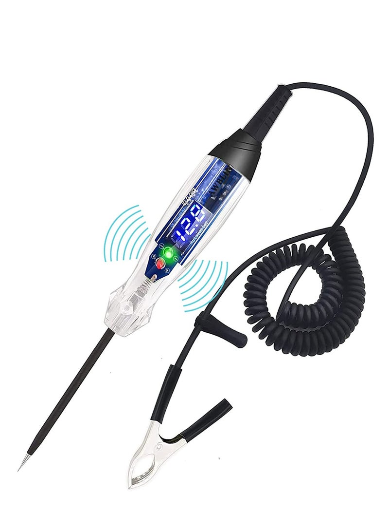 Premium LED Bulb Automotive Circuit Tester, 4-60V Test Light with 102 Inch PU Extended Spring Wire, Sharp Hard Steel Probe Vehicle Circuits Low DC Voltage Tester  - Image 1