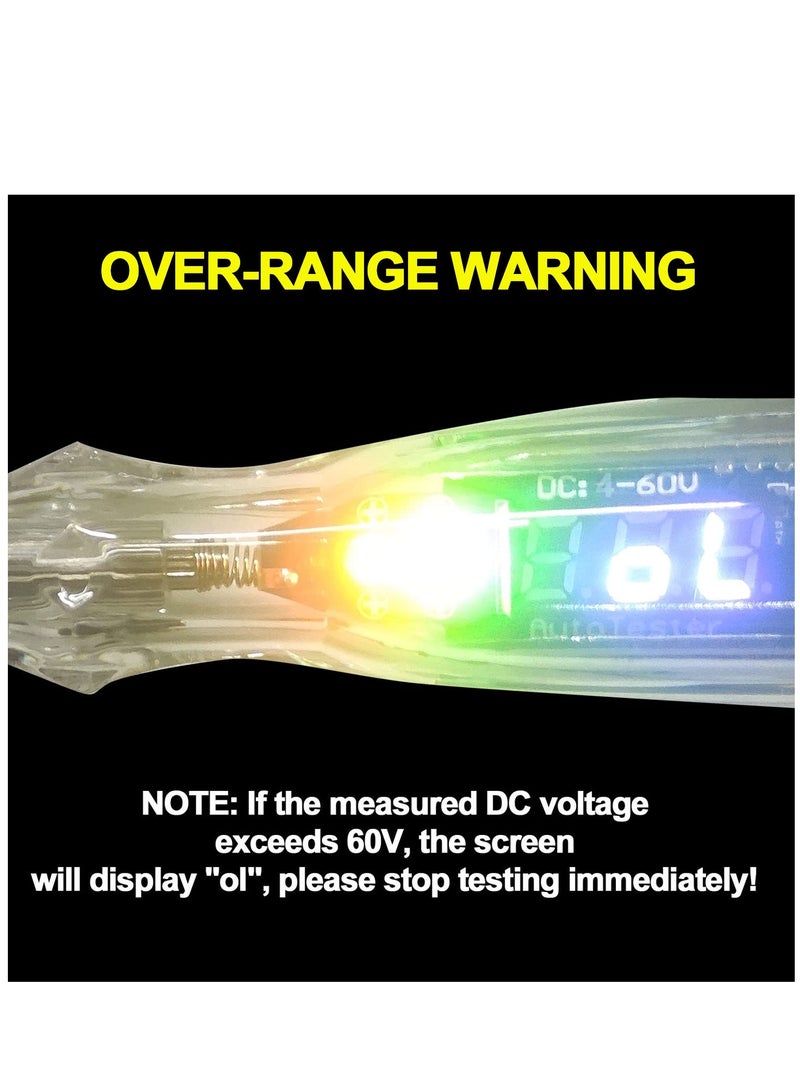 Premium LED Bulb Automotive Circuit Tester, 4-60V Test Light with 102 Inch PU Extended Spring Wire, Sharp Hard Steel Probe Vehicle Circuits Low DC Voltage Tester  - Image 5