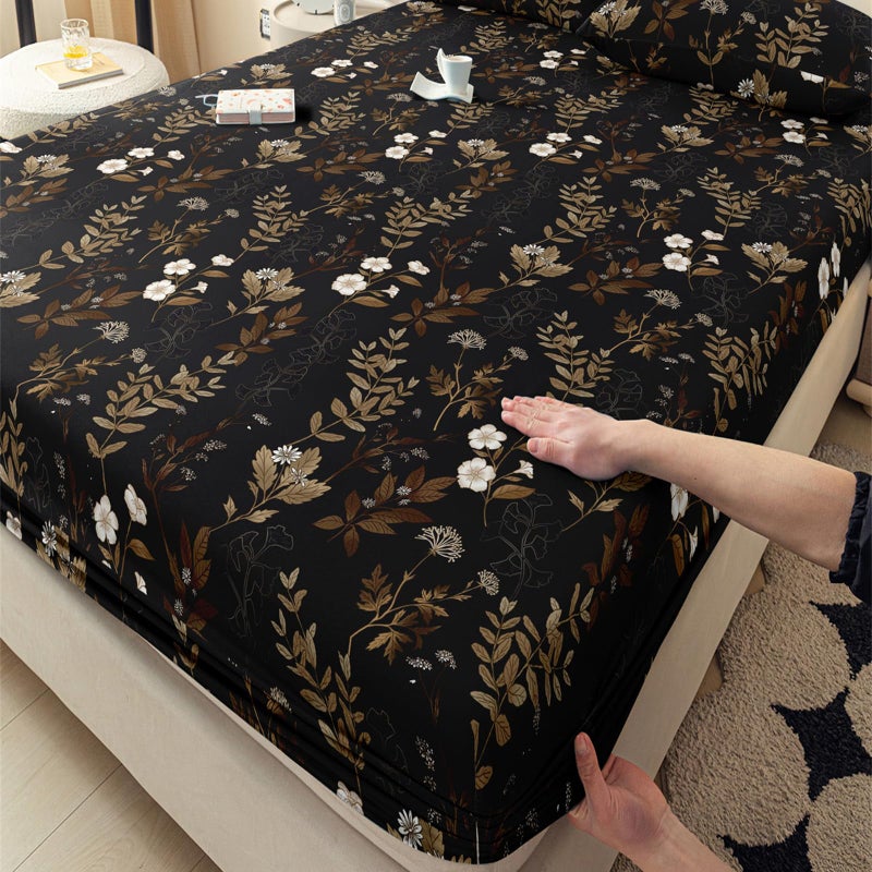 LweiPsqLin Full Size Fitted Sheet - Floral Brushed Microfiber Bed Sheet with 15 Inch Deep Pocket Elastic Edges - Shrink & Fade Resistant, Botanical Print Bedding - Image 4