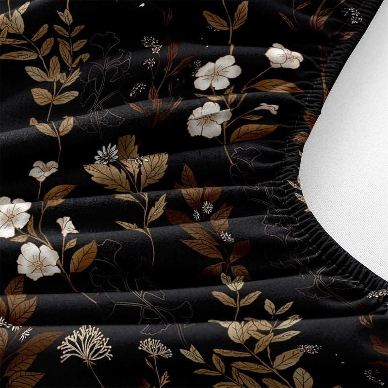 LweiPsqLin Full Size Fitted Sheet - Floral Brushed Microfiber Bed Sheet with 15 Inch Deep Pocket Elastic Edges - Shrink & Fade Resistant, Botanical Print Bedding - Image 3