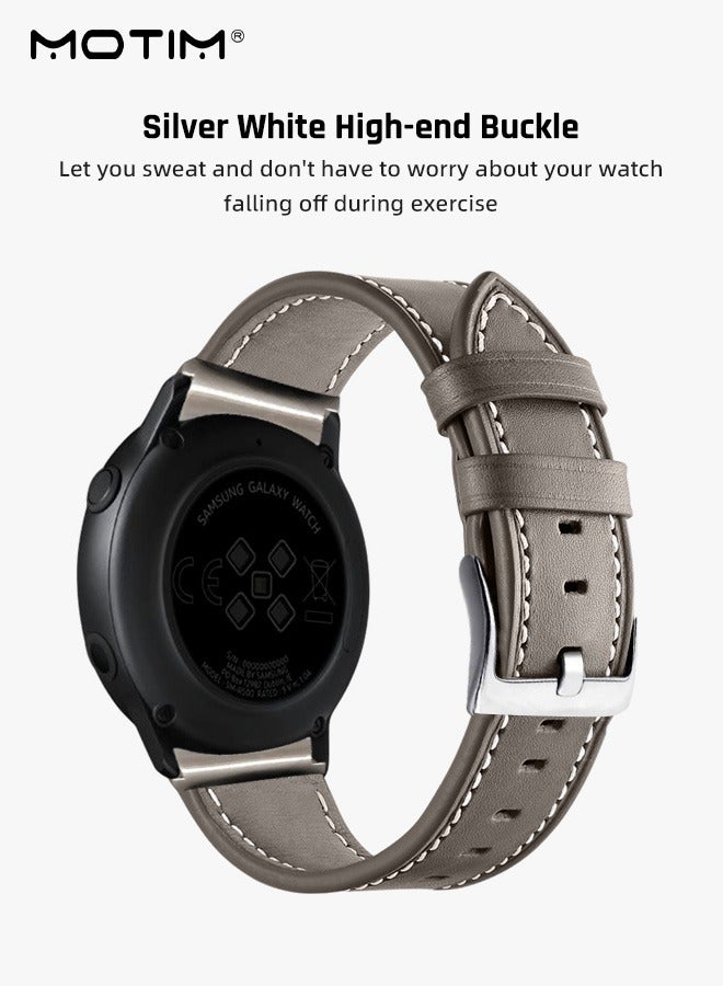 Motim 20mm Leather Strap, Watch Bands Replacement Band Compatible with Samsung Galaxy Watch 6 40/44mm/Watch 6 43/47mm/Galaxy Watch 5 Pro 45mm/Watch5 40/44mm/Watch 4 Replacement Band  - Image 2