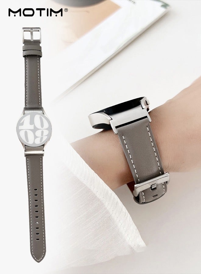 Motim 20mm Leather Strap, Watch Bands Replacement Band Compatible with Samsung Galaxy Watch 6 40/44mm/Watch 6 43/47mm/Galaxy Watch 5 Pro 45mm/Watch5 40/44mm/Watch 4 Replacement Band  - Image 1