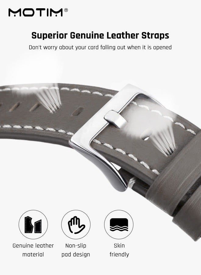 Motim 20mm Leather Strap, Watch Bands Replacement Band Compatible with Samsung Galaxy Watch 6 40/44mm/Watch 6 43/47mm/Galaxy Watch 5 Pro 45mm/Watch5 40/44mm/Watch 4 Replacement Band  - Image 5