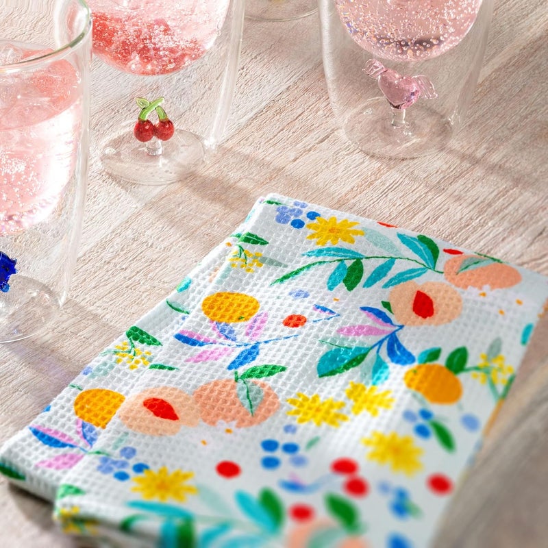 Karma , Waffle Weave Tea Towel Set of 2, 100% Cotton Waffle Weave Kitchen Dish Towels, 28x20 Inch Tea Towels for Kitchen Cleaning & Drying Dishes, Hearts - Image 3