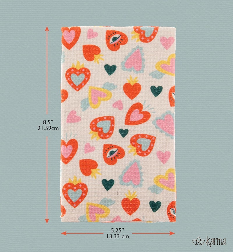 Karma , Waffle Weave Tea Towel Set of 2, 100% Cotton Waffle Weave Kitchen Dish Towels, 28x20 Inch Tea Towels for Kitchen Cleaning & Drying Dishes, Hearts - Image 2