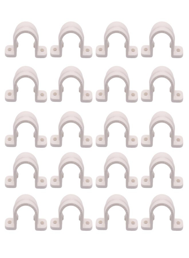 BENLIUDH 1/2 Inch PVC Pipe Strap, 2-Holes Conduit Pipe Clamps Plastic Pipe Supports (White, 20 Pcs) - Image 1