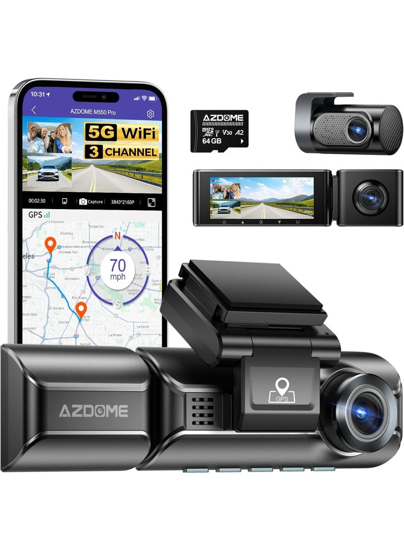أزدوم كاميرا سيارة AZDOME M550 Pro ثنائية القناة 4K مع شاشة 3.19 بوصة ورؤية ليلية IR ووضع مراقبة 24 ساعة - Image 1