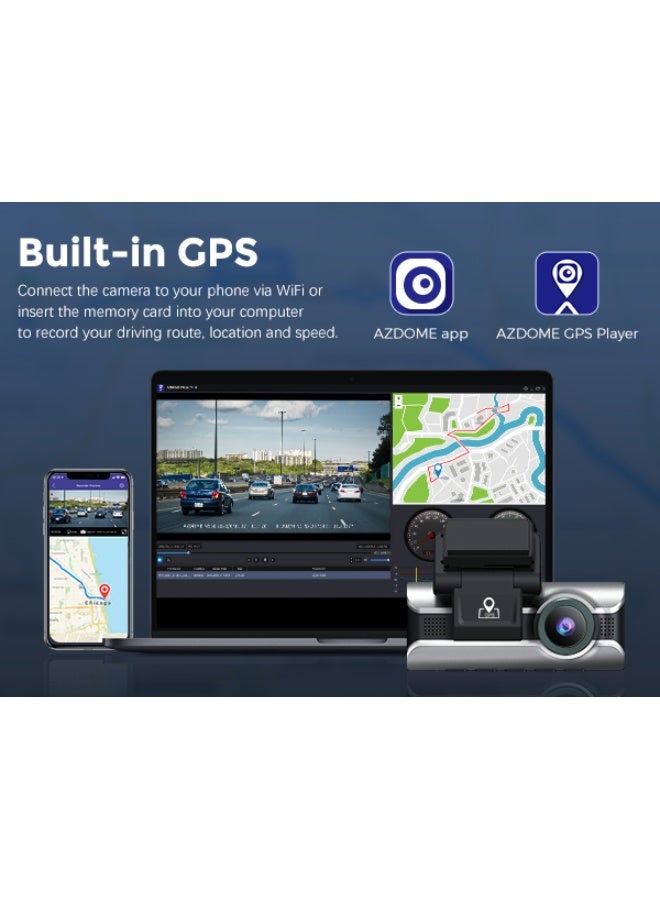 أزدوم كاميرا سيارة AZDOM E M550 Pro بحماية شاملة ثنائية الاتجاه، تسجيل بدقة 4K، شاشة 3.19 بوصة، نظام رؤية ليلية بالأشعة تحت الحمراء، ووضع حماية للمواقف على مدار 24 ساعة.** - Image 3