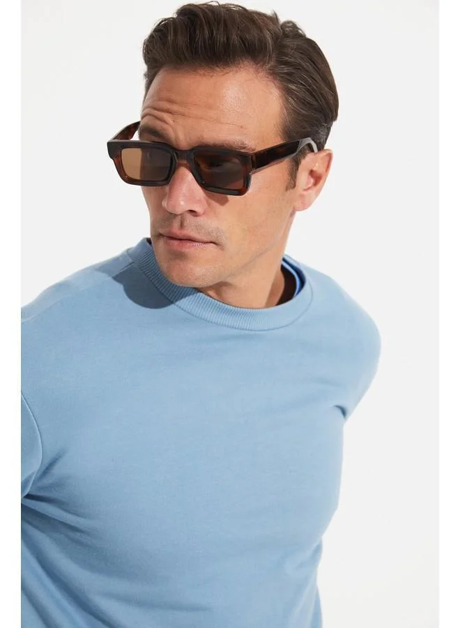 JUNE June Men Regular Fit Basic Crew Neck Sweatshirt Light Blue