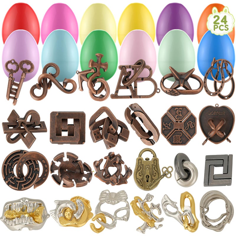 Mytothfy 24 Pack Easter Eggs Filled with Brain Teaser Puzzles Toys Easters Basket Stuffers for Kids Teens Adults Easters Egg Fillers for Kids Boys Girls Easter Eggs Hunt Game Classroom Prize Supplies - Image 3