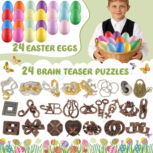 Mytothfy 24 Pack Easter Eggs Filled with Brain Teaser Puzzles Toys Easters Basket Stuffers for Kids Teens Adults Easters Egg Fillers for Kids Boys Girls Easter Eggs Hunt Game Classroom Prize Supplies - Image 5