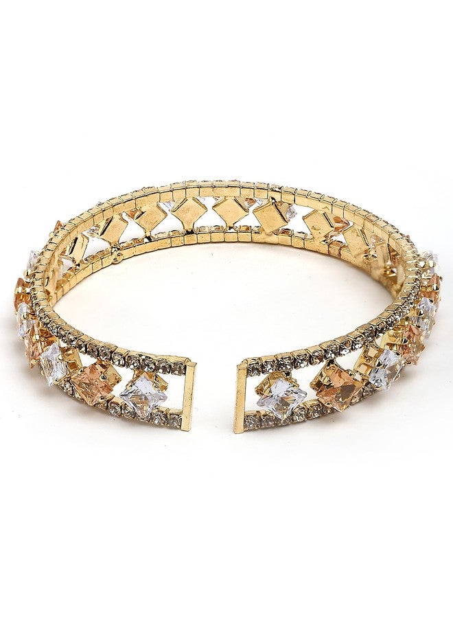 Karatcart Gold-Plated White Cubic Zirconia Studded Cuff Bracelet for Women - Image 5