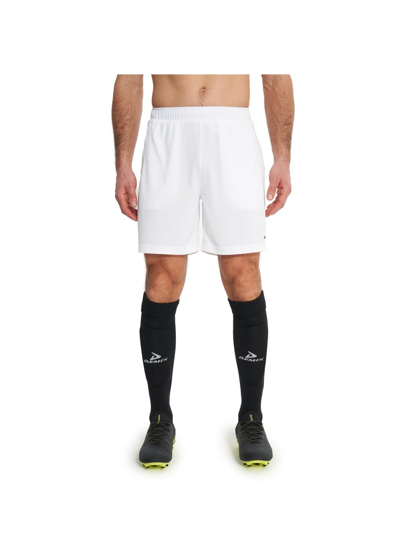 Demix Men’s Soccer Shorts - Demix Playmaker Tr Sho White Lightweight & Breathable Shorts with Moisture-Wicking Fabric & Adjustable Fit - Image 2