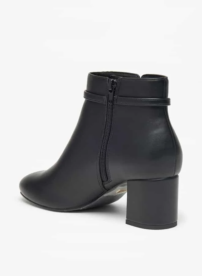 سيليست Women's Solid Ankle Boots with Zip Closure and Block Heels