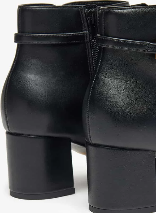 سيليست Women's Solid Ankle Boots with Zip Closure and Block Heels