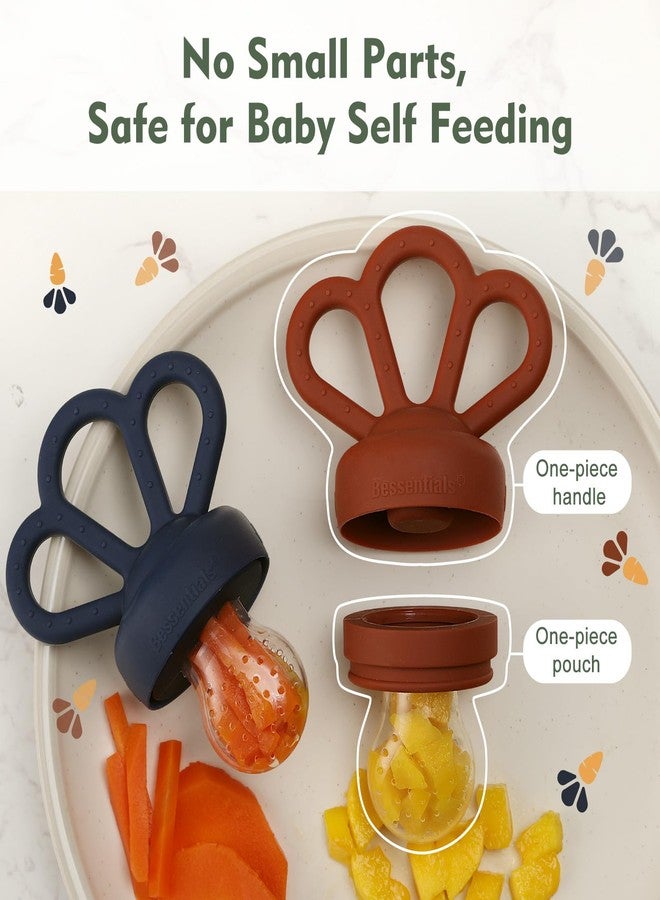 Bessentials Carrot Baby Fresh Fruit Food Feeder & 2 Pack Silicone Mesh Feeders | Safe Infant Self-Feeding|Includes 3 Sizes of Food Pouches |Suitable for Baby 4M+|BPA-Free (Navy Blue & Ruby) - Image 4