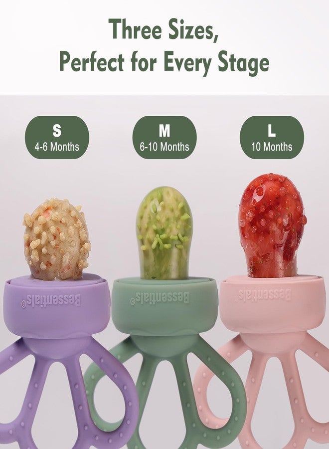 Bessentials Carrot Baby Fresh Fruit Food Feeder & 2 Pack Silicone Mesh Feeders | Safe Infant Self-Feeding|Includes 3 Sizes of Food Pouches |Suitable for Baby 4M+|BPA-Free (Navy Blue & Ruby) - Image 5