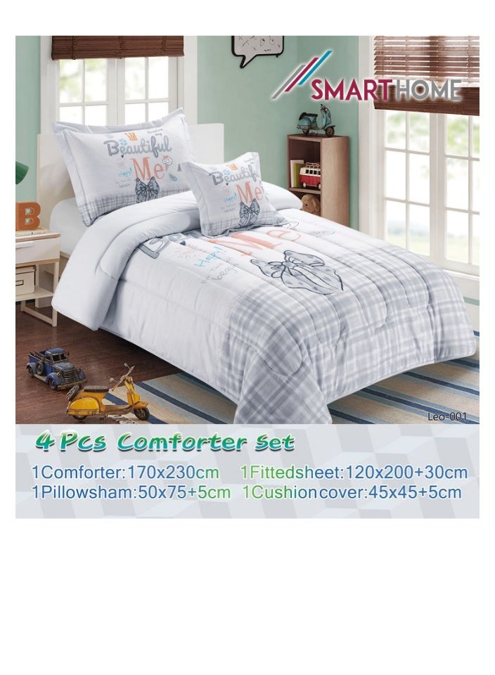 SMART HOME Luxuriously designed 4-piece children's bedding set with comfortable filling. 4-piece reversible bedding set: 170 x 230 cm quilt, fitted sheet, pillowcase, and pillowcase. High-quality, soft microfiber fabric. Ideal for children's rooms - Image 4