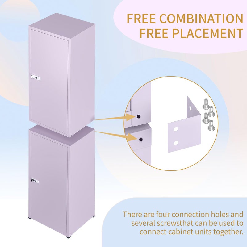 MIOCASA Metal Locker Storage Cabinet with Lock and Shelves,Single Door Lockable Cabinet for Bedroom,School,Kindergarten (Purple) - Image 5