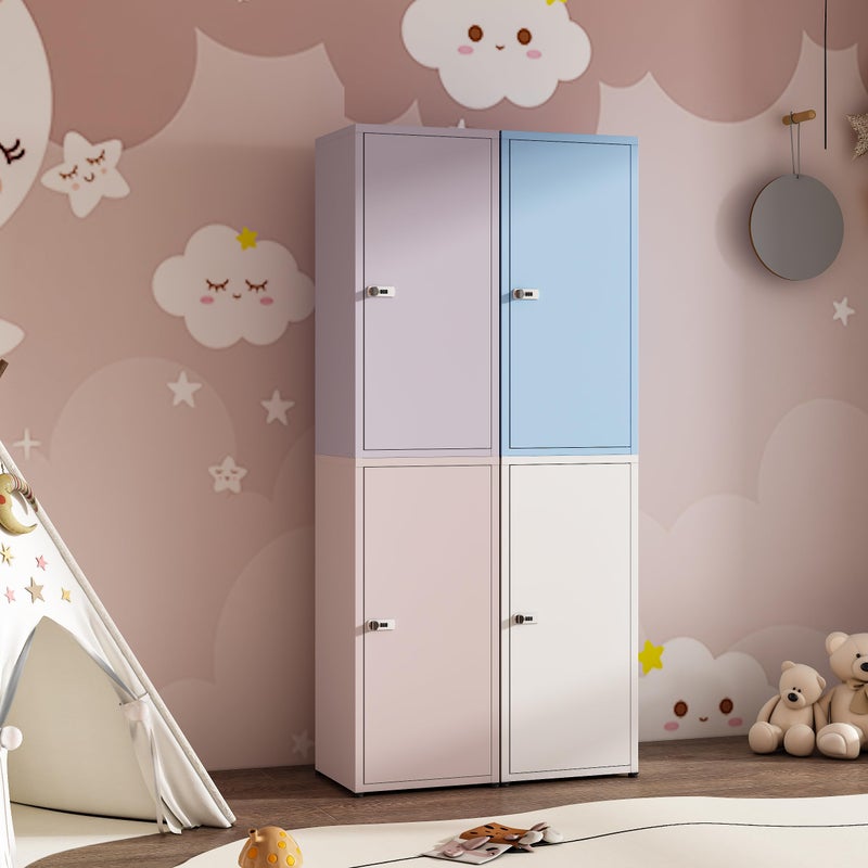 MIOCASA Metal Locker Storage Cabinet with Lock and Shelves,Single Door Lockable Cabinet for Bedroom,School,Kindergarten (Purple) - Image 3
