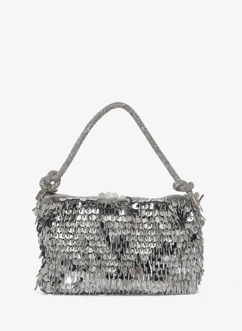 Silver Sequin Handle Mini Bag